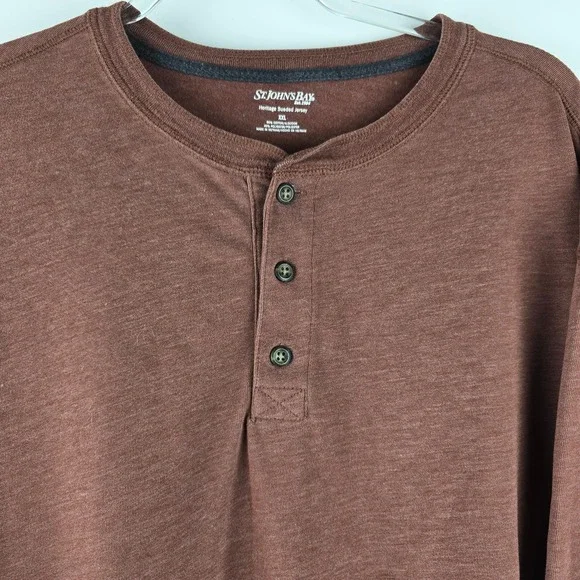 St. John's Bay Men's XXL Henley Heritage Sueded Jersey Burnt Orange Long Sleeve - Picture 6 of 8